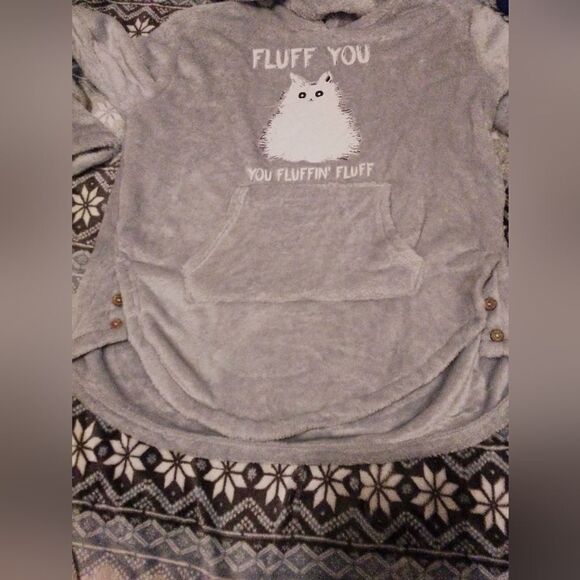 Brand New Cute Cat Print Thermal Hoodie with Kangaroo Pocket - Size M - Picture 5 of 5